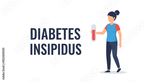 Diabetes Insipidus Medical Condition Illustration with Female Character.