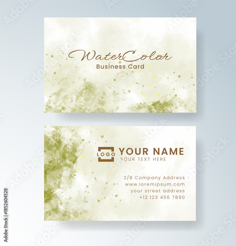 Beautiful business card template with watercolor