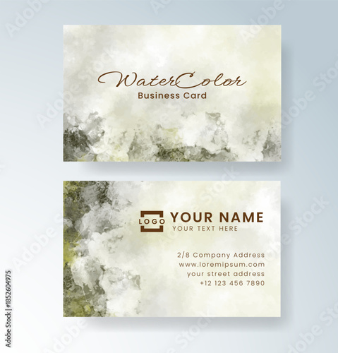 Beautiful business card template with watercolor