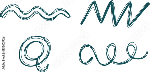 Abstract Squiggle Line Vector Icons for Visual Divider Web Design Creative Layout and Hand Drawn Graphic Element