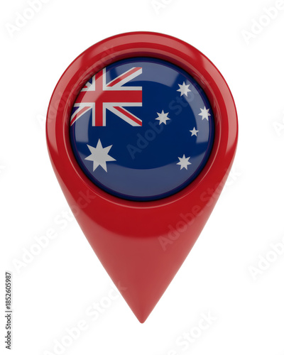 Explore Australia now with a vibrant, modern map marker featuring the nation's flag for your travel and adventure needs