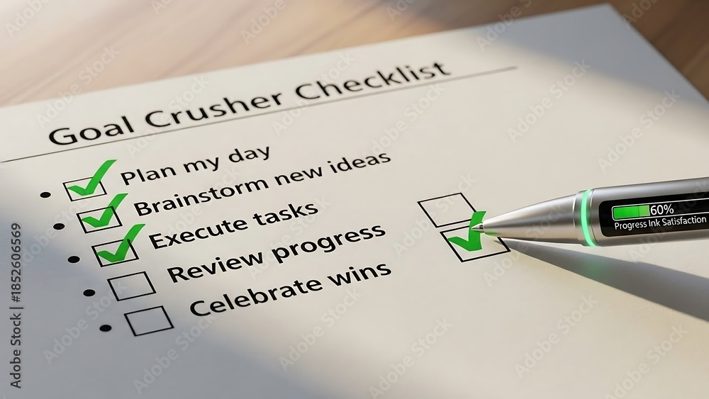 Obraz premium Goal setting checklist with pen.