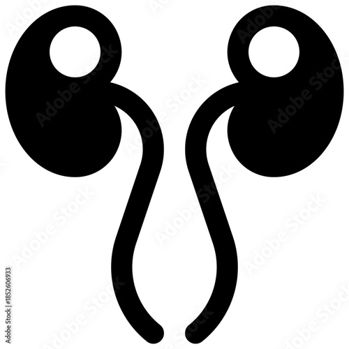 Kidney function test. Outlined stroke vector icon with black-filled details.
