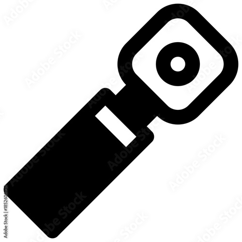 Otoscope. Outlined stroke vector icon with black-filled details.