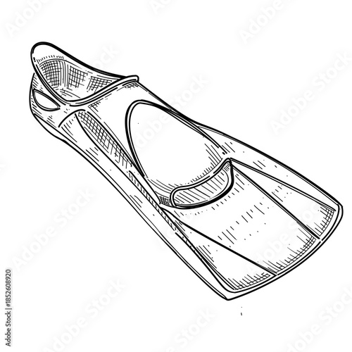 Swimming fin vector line art hand drawn illustration