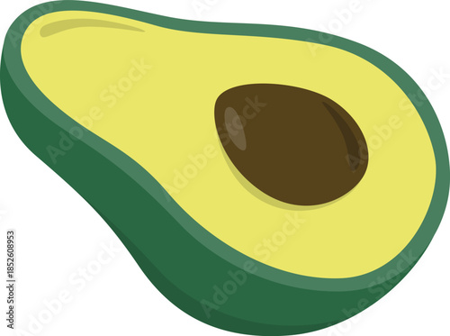 Halved avocado with brown pit