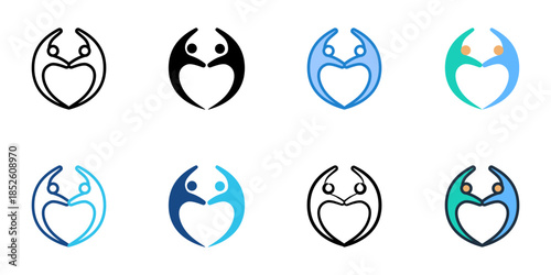 Community outreach icons set multiple style collection. 
