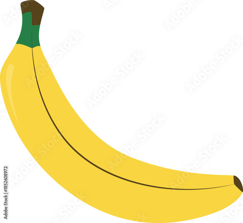 Single ripe yellow banana illustration