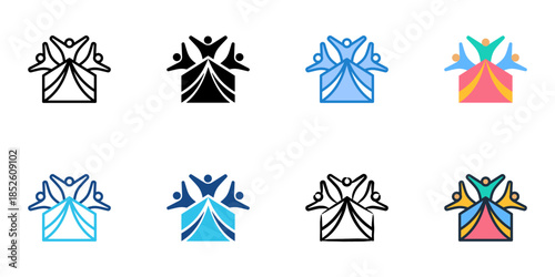 Community event icons set multiple style collection. 
