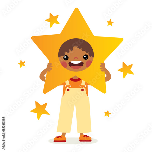 Cartoon Kid Wearing Star Costume