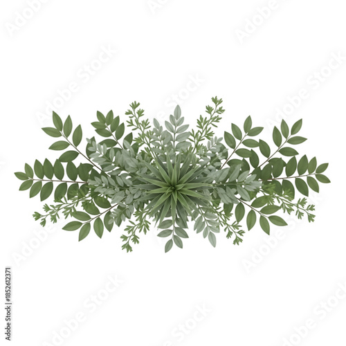 Wallpaper Mural Green Leafy Plant with Central Flower on Black Background Torontodigital.ca