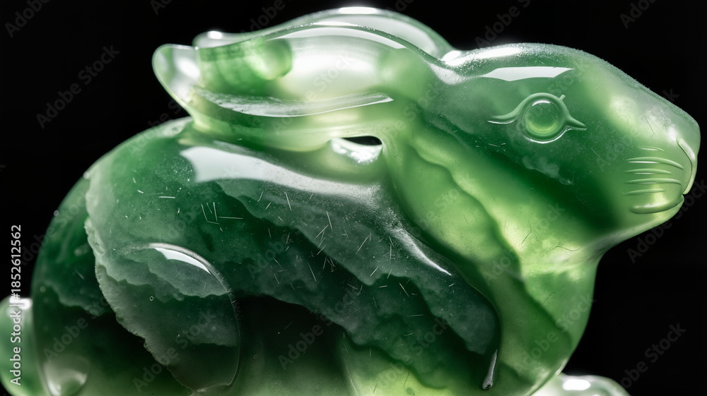 Obraz premium Green jade rabbit figurine depicting Zodiac animal for Chinese New Year 