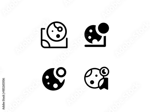 moon and maps set vector, vector and illustration,