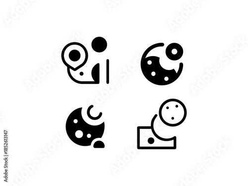 moon and maps set vector, vector and illustration,