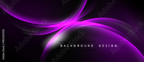 Abstract purple waves over black background. Elegant design with blurred light effects, modern aesthetic. Simple text overlay present.
