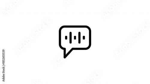 Animated icon animated icon displays a black speech bubble showcasing a dynamic waveform within its shape.