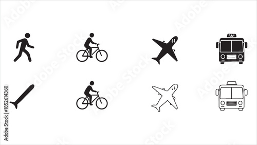  Linear Wayfinding Icons Transport Symbols & Prohibition Pictograms for Signage