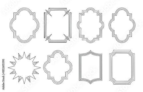 Collection of decorative outlined frames and borders in various shapes and styles