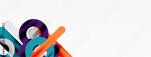 Abstract shapes, vibrant colors, modern design. Curves intersect, creating dynamic composition. White space dominates background.