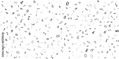 falling colorful messy numbers. math study concept with flying digits. posh back to school mathematics banner on white background. falling numbers vector illustrationeps.10..