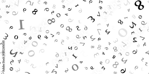 falling colorful messy numbers. math study concept with flying digits. posh back to school mathematics banner on white background. falling numbers vector illustrationeps.10..