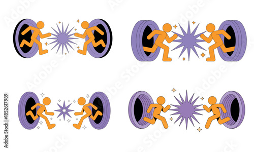 Teleportation portal concept illustration showing time travel and energy transfer
