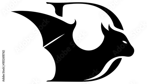 Stylized bat silhouette in modern minimalist design