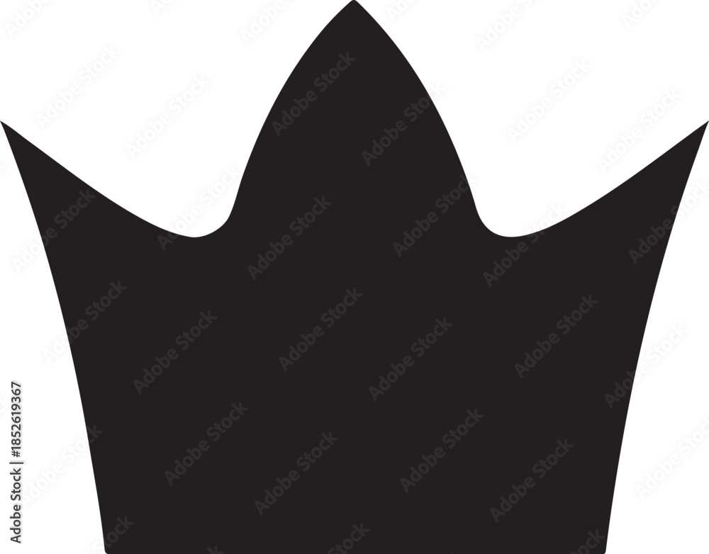 Fototapeta premium Simple black crown silhouette on transparent background, regal symbol of power