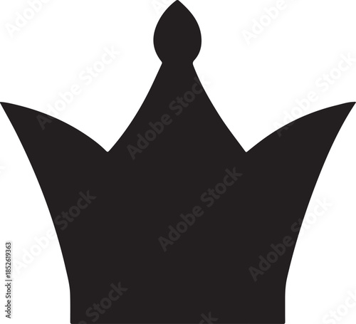 Elegant black crown illustration on transparent background, symbol of prestige