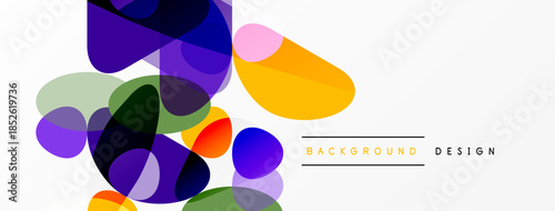 Abstract colorful shapes overlap, creating dynamic visual texture. Background features vibrant hues, modern design elements.