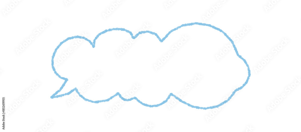 Fototapeta premium Hand drawn chalk talk bubble icon with round cloud shape and organic contour. Chalk speech cloud acts as a message textbox for comment and communication. Rectangle form simple outline for versatile