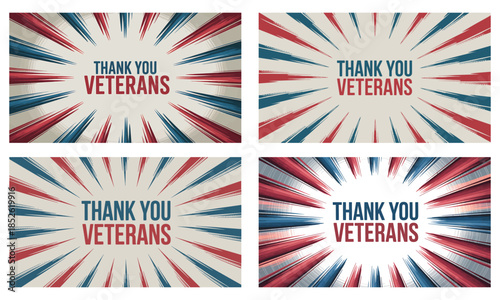 Thank you veterans patriotic background with american flag rays
