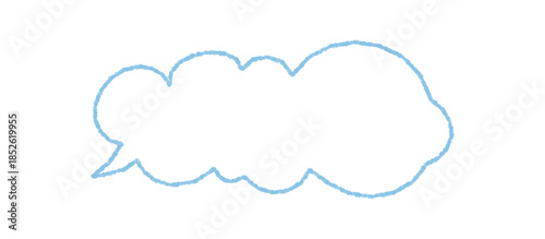 Hand drawn chalk talk bubble icon with round cloud shape and organic contour. Chalk speech cloud acts as a message textbox for comment and communication. Rectangle form simple outline for versatile