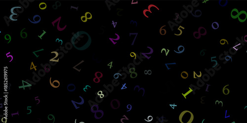 falling colorful messy numbers. math study concept with flying digits. posh back to school mathematics banner on white background. falling numbers vector illustrationeps.10..