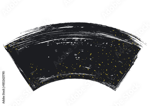 金箔と手書き筆タッチの扇形フレーム/黒