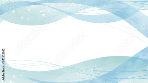 水彩風 冬色流れる曲線(16:9)Winter Series:Watercolor style winter color flowing curves