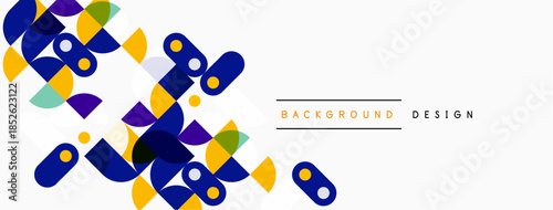 Abstract geometric shapes, vibrant colors, modern design. Minimalist composition, clean lines, suitable background element.