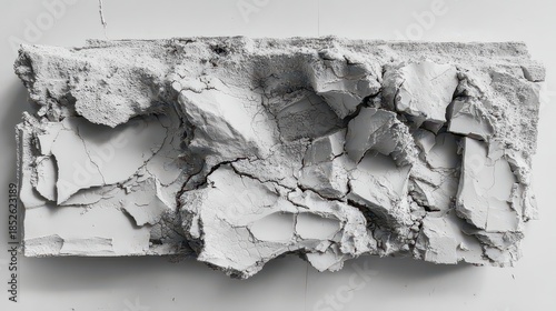 Abstract White Terrain Landscape with Dark Particle Accentuation on Neutral Background in 3D Render