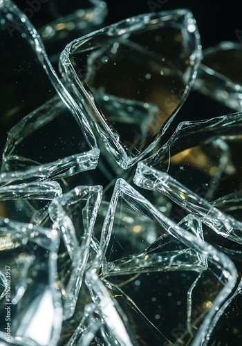 Wallpaper Mural Intricate shards of glass reflect light on a dark, broken surface Torontodigital.ca