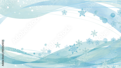水彩風 冬と雪の流れるイメージ2(16:9)Winter Series:Watercolor style image of winter and snow flowing