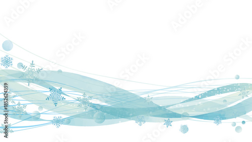 水彩風 冬と雪の流れるイメージ3(16:9)Winter Series:Watercolor style image of winter and snow flowing