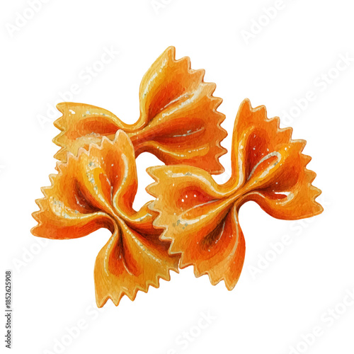 Farfalle pasta illustration offering a vibrant culinary ingredient for italian cuisine, food preparation, and menu design, isolated on a transparent background