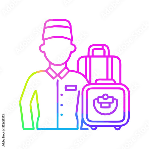 Neon Line Bellboy Service Icon