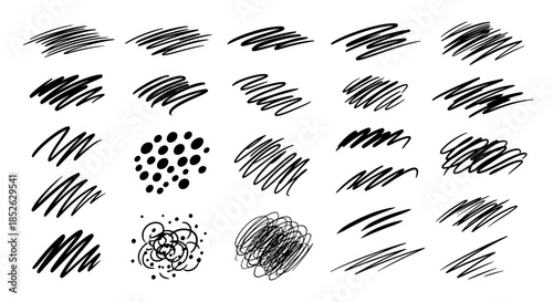Collection of Hand-Drawn Scribble Textures and Doodles.