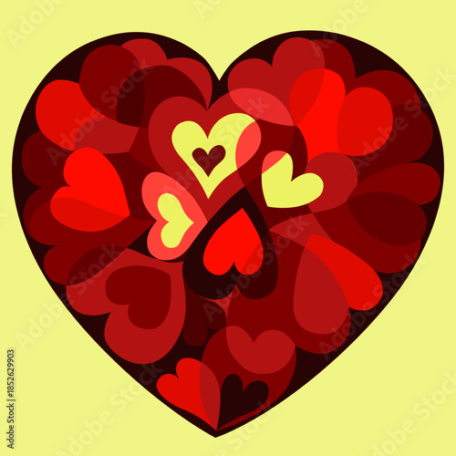 Red valentine s day background with heart vector illustration.