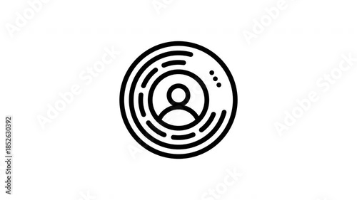 Profile icon with a circular target around it. Suitable for business networking websites and social media platforms looking to increase engagement.
