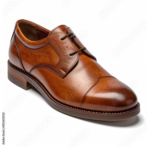 Polished brown leather derby shoes
