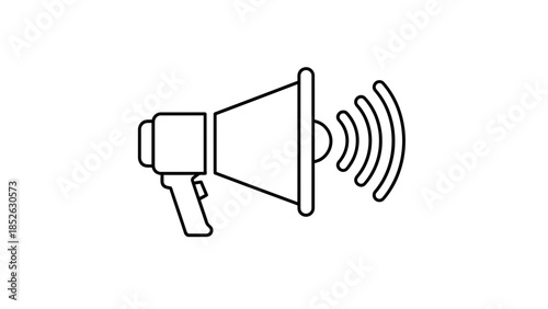 Megaphone icon for communication, announcement, and public speaking with sound waves