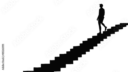 Man walking up stairs to success and achievement in business and career growth