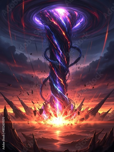 Wallpaper Mural Mystic pillar vortex radiating cosmic energy on a fantastical landscape Torontodigital.ca